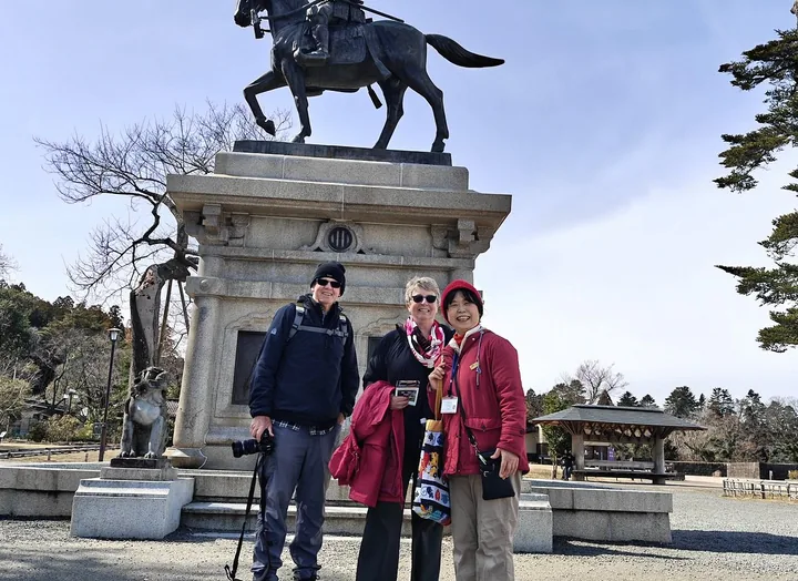 The bronze equestrian statue of Date Masamune above Sendai